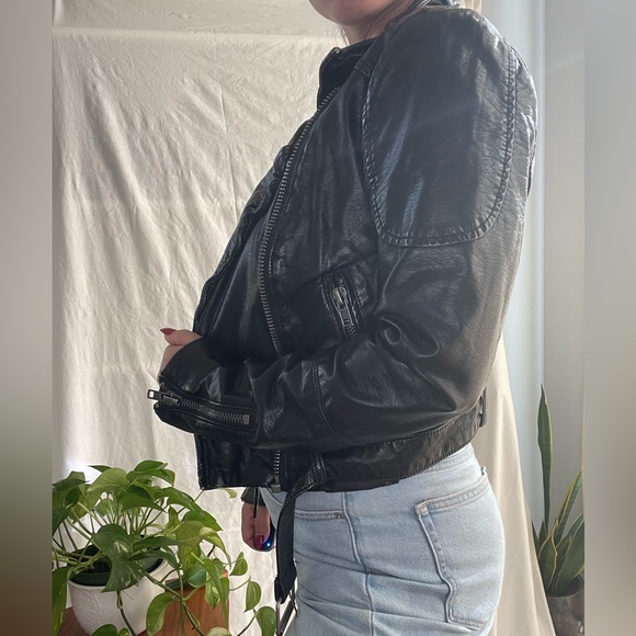 Black Faux Leather Free People Jacket - Picture 3 of 3